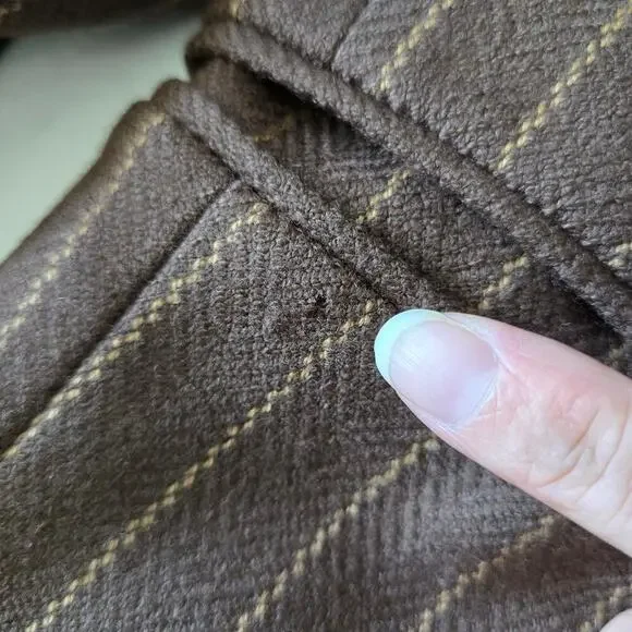 Vintage Emporio Armani Double Breasted Wool Blazer Jacket Brown Striped EU40 US8 - Picture 6 of 10